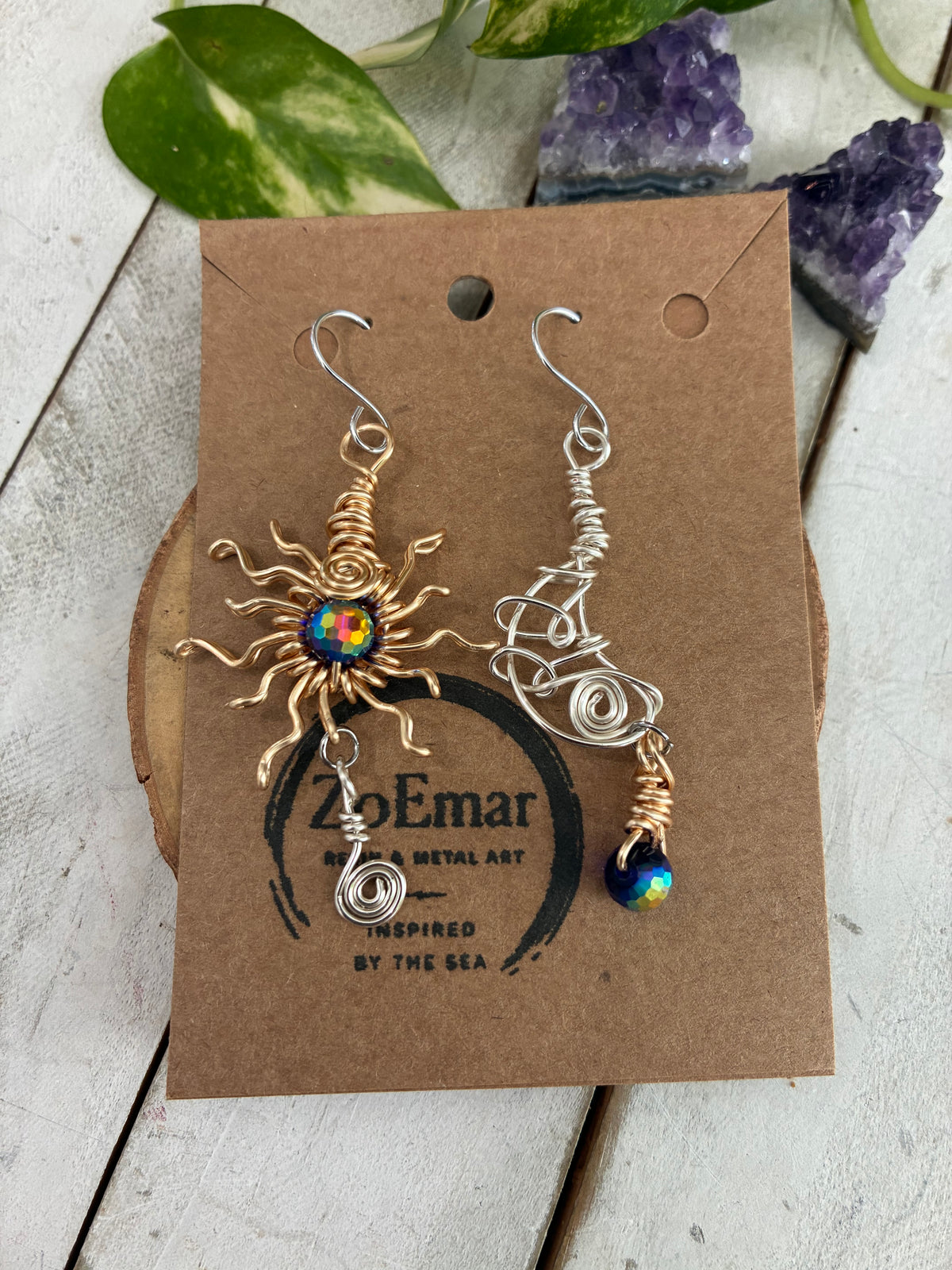 Sun and Moon BiColor Earings