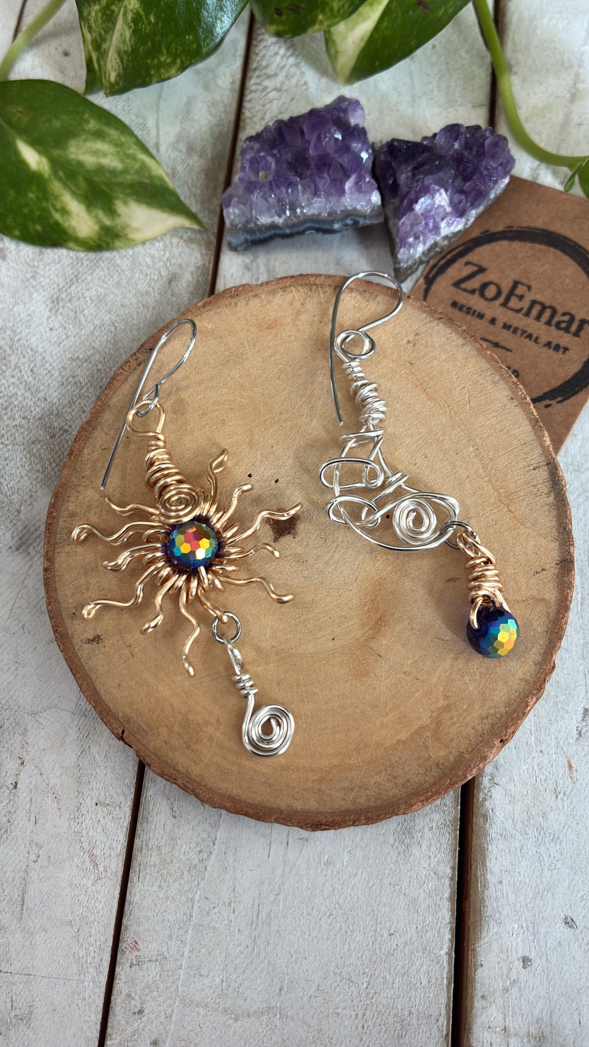Sun and Moon BiColor Earings