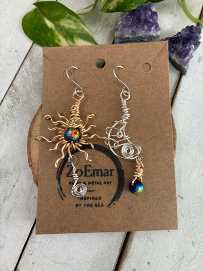 Sun and Moon BiColor Earings