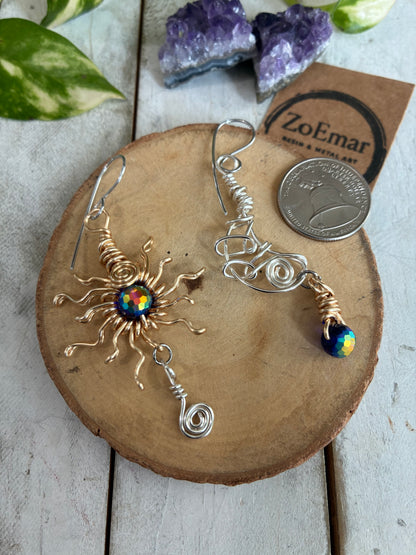 Sun and Moon BiColor Earings