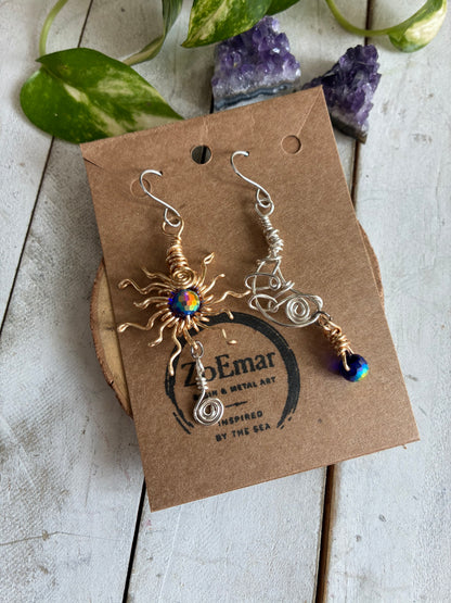 Sun and Moon BiColor Earings