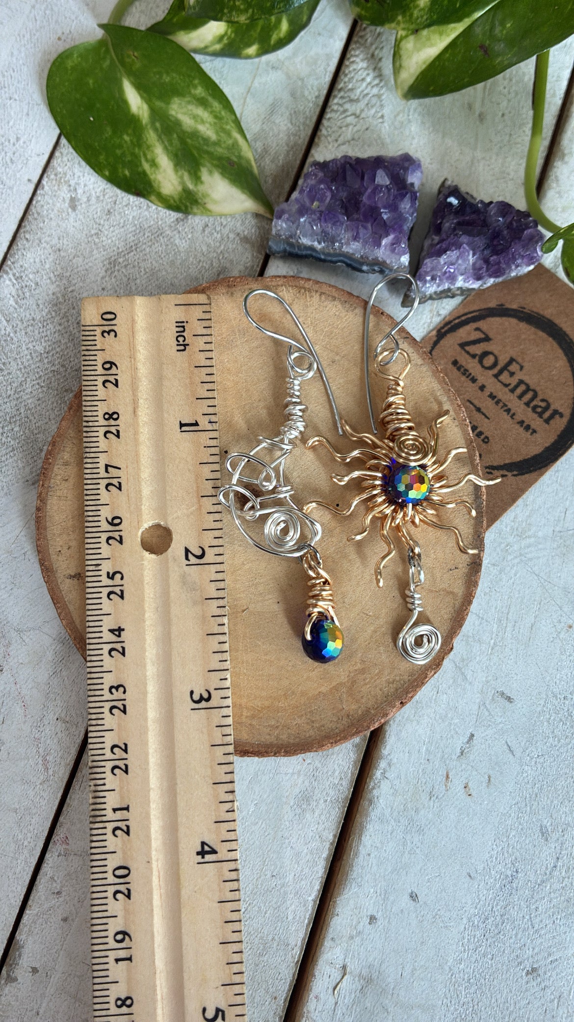 Sun and Moon BiColor Earings